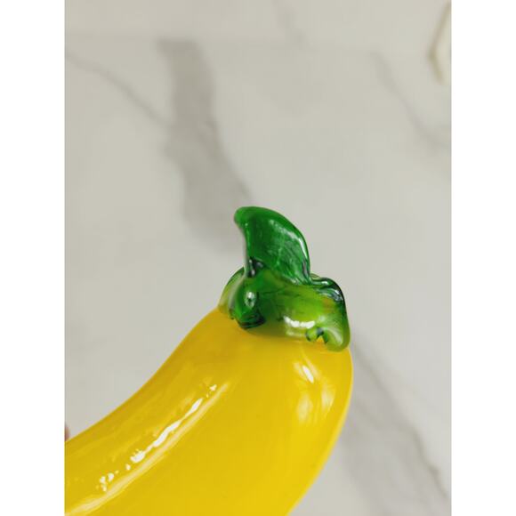 Art Glass Hand Blow Yellow Banana Fruit Vegetable 7 1/2" Home Decor 90s Vintage - Picture 7 of 10